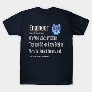 Funny Engineer Definition Awesome Engineering Gift For Wolf Lovers T-Shirt